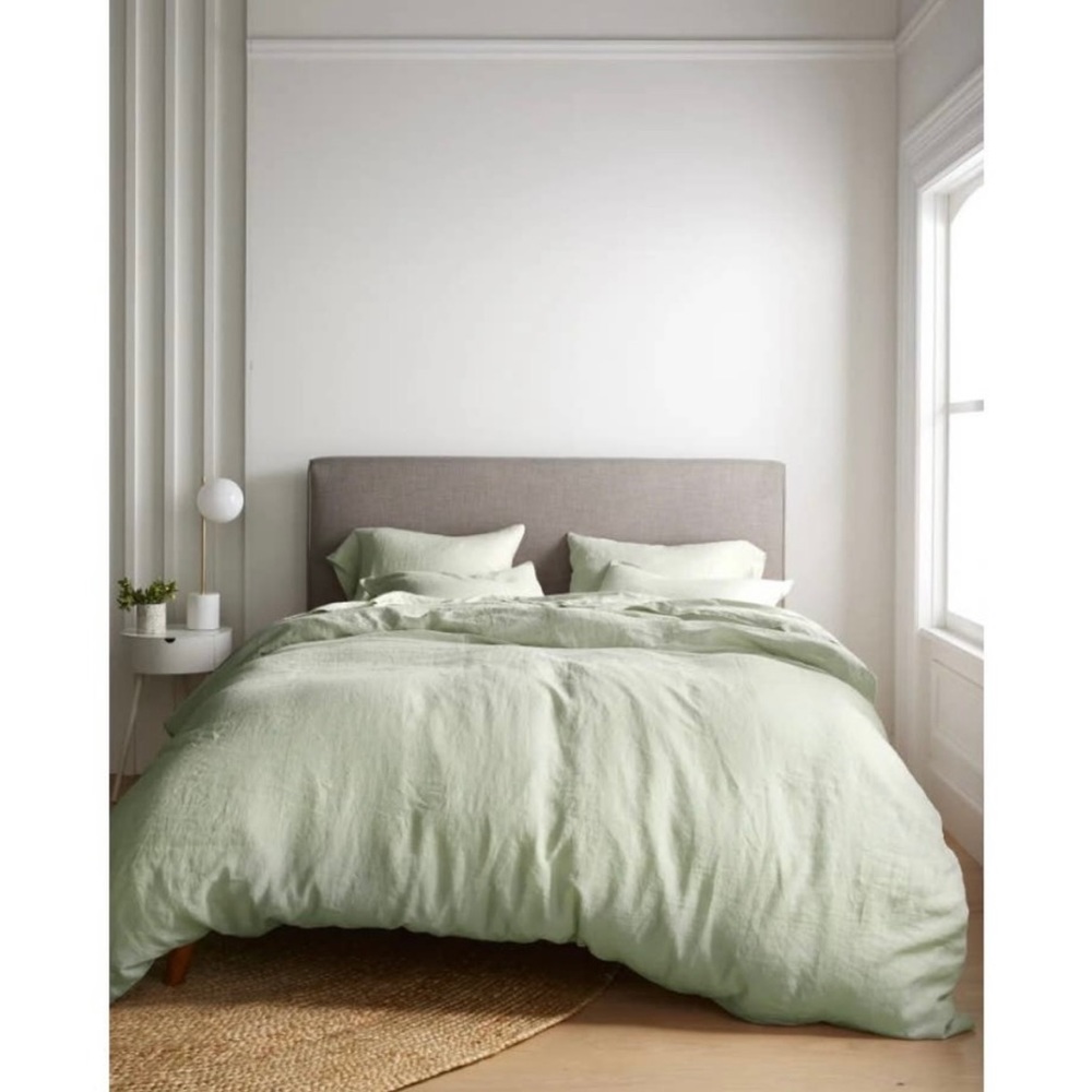 NWT Quince 100% European Linen Duvet Cover w/pillow shams Sage Green Full/Queen